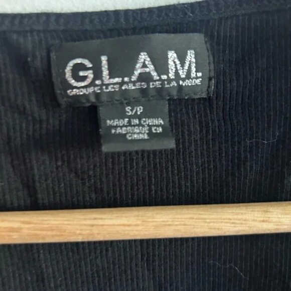 GLAM, size S, sequined black top, long fitting, stetchy, new years - Picture 5 of 6